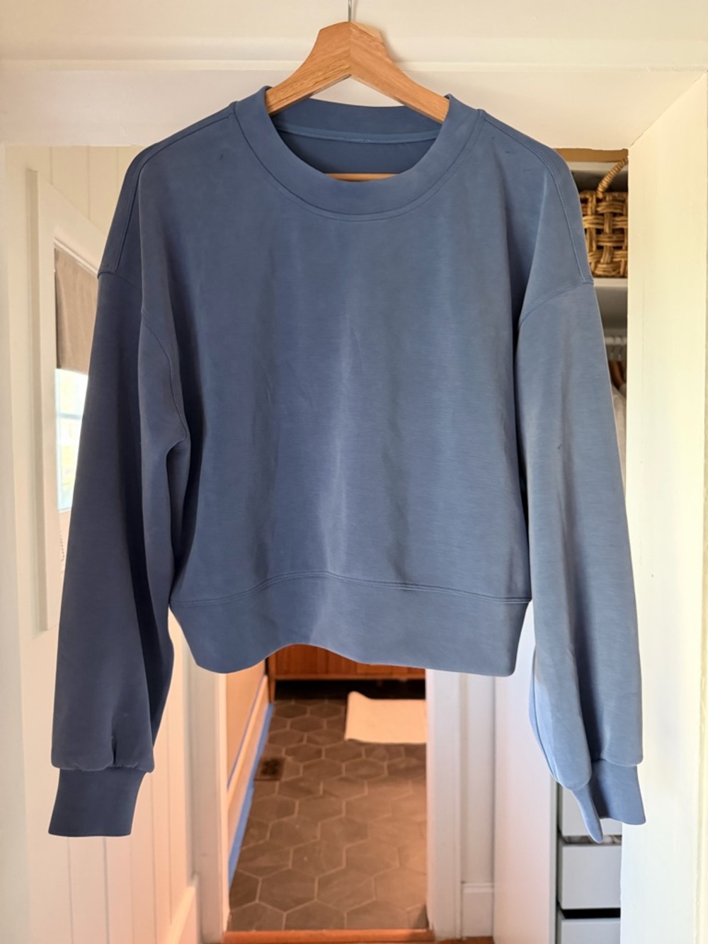 lululemon athletica muted blue cropped sweatshirt
